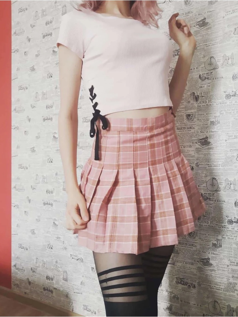 (3/$99) Tartan Pink Plaid School Girl Skirt Size Small